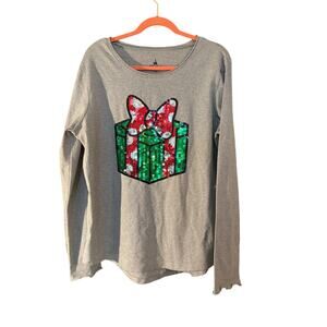 Disney Parks Minnie Mouse Sequin Shirt Silver Thread XXL Christmas Festive